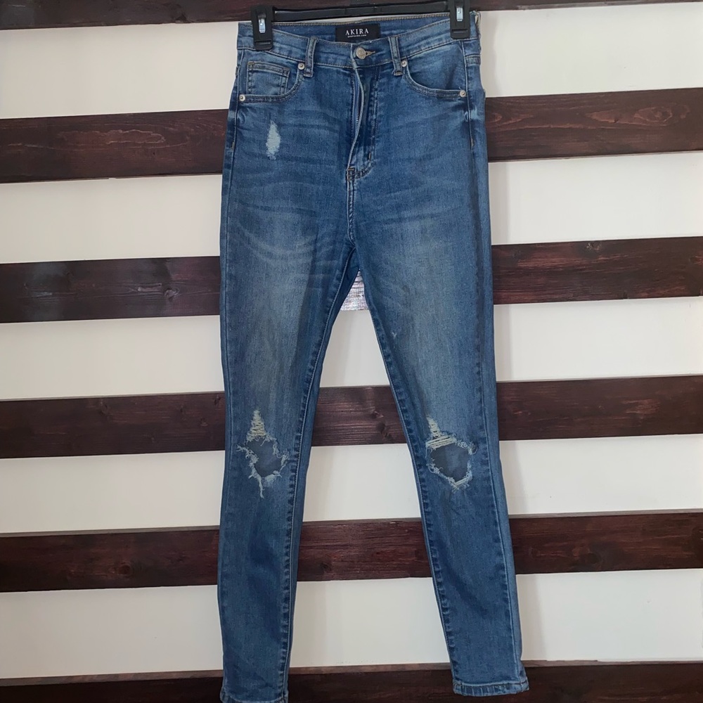 High Waisted Ripped Skinny Jeans